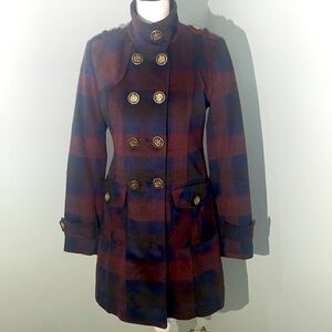 COOGI  vintage Women’s Plaid Wool Blend Coat Outerwear Long Jacket